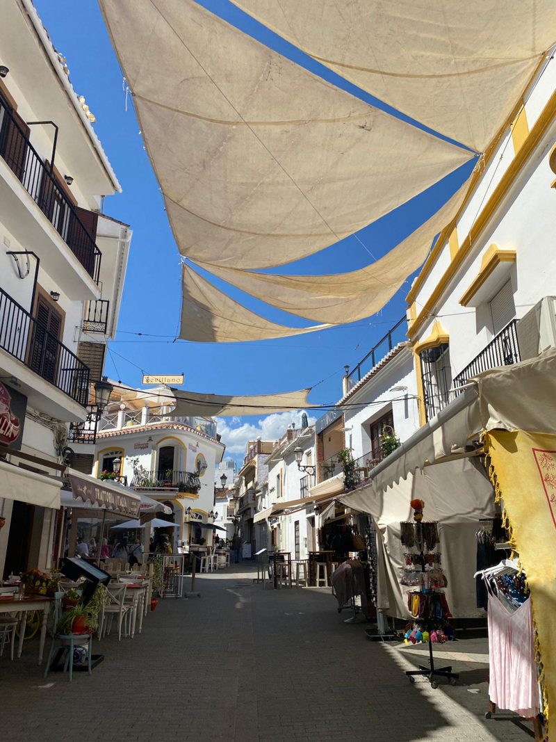 Shaded street in the old town of Nerja